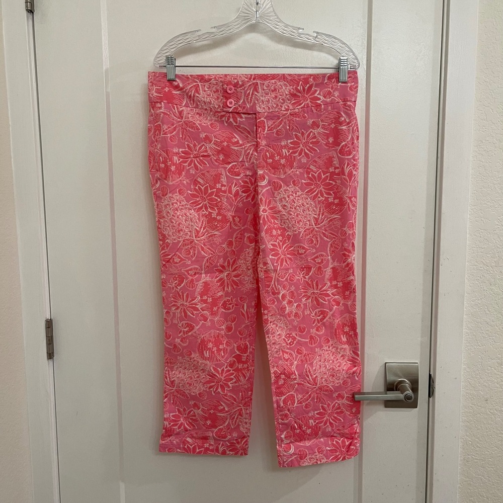 Lily Pulitzer Palm Beach Fit Pink Straight Leg Capri Ankle Pants Beachy Preppy